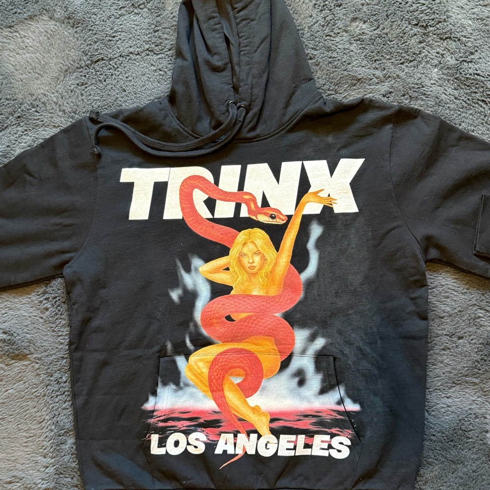 TRINX LA Snake Girl Blonde Los Angeles Hoodie Sweatshirt Black Size Large New